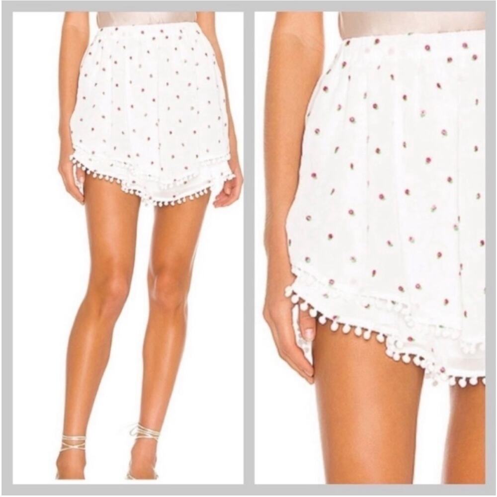 NWT MAJORELLE BREA MINI SKIRT IN WHITE DITSY POM POM SMALL